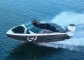 Vision Marine Technologies boat using the new battery-powered engine to run across dark blue waters