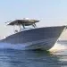 Bertram Yachts' 34cc cutting through a swell