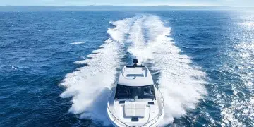 A Maritimo Yacht heading toward the camera