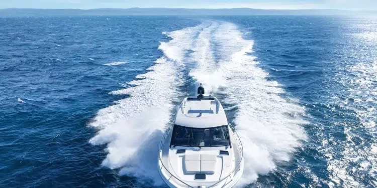 A Maritimo Yacht heading toward the camera