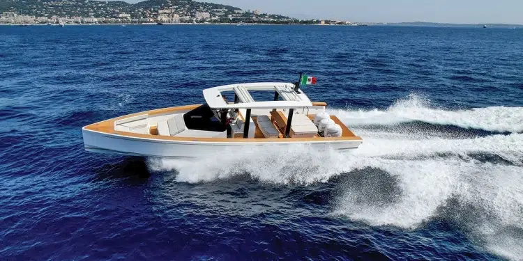 The Nautor Swan Shadow 42 making a sharp port-side turn in deep blue waters