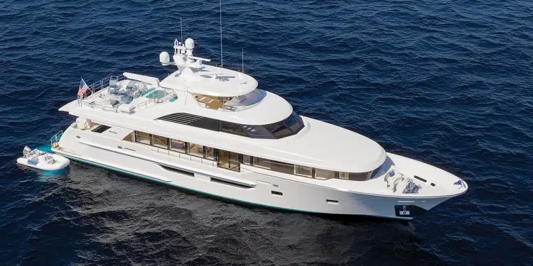 The Westport 117, a luxury superyacht, in deep blue waters