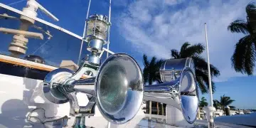 Horns on a boat used for sound signals for safety