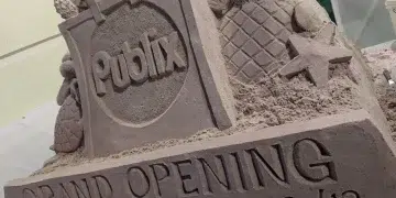Sand Castle announcing the Publix Store Grand Opening. Hollywood, FL. Dec 12, 2024