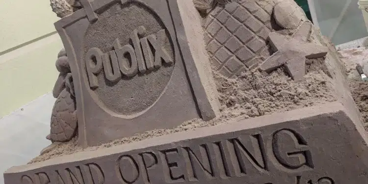 Sand Castle announcing the Publix Store Grand Opening. Hollywood, FL. Dec 12, 2024