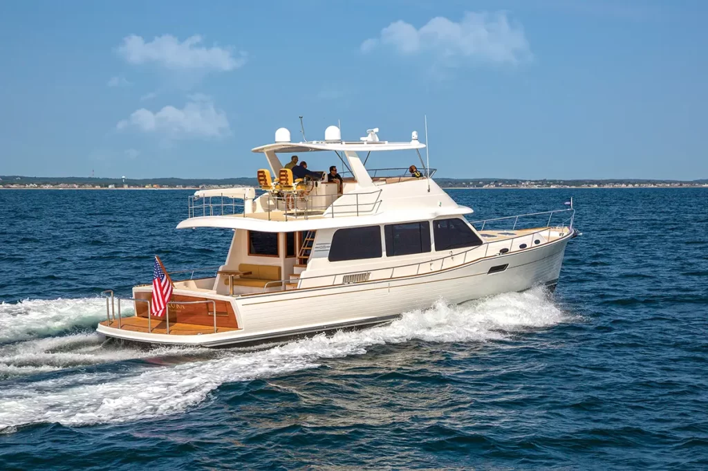 Trawler Cruising across blue waters