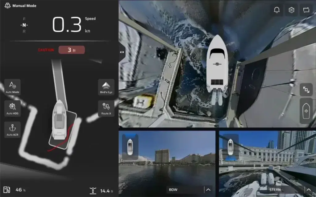 a screen shot showing how the boat docking system by Avikus displays