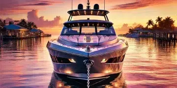 Florida anchoring laws - an image of a power motoryacht at anchor.