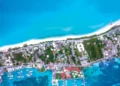 Aerial View of Alice Town with its long, white-sand beached