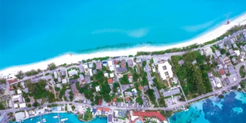 Aerial View of Alice Town with its long, white-sand beached