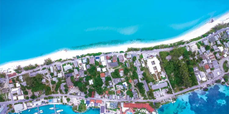 Aerial View of Alice Town with its long, white-sand beached