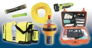 A collage of ditch bag essentials for boaters