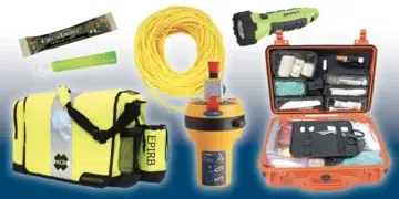 A collage of ditch bag essentials for boaters