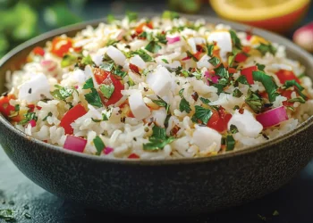 A Conch salad tropic recipe displayed in a serving bowl