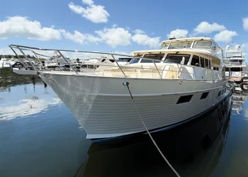 Marlow Yachts Ocean Reef Rendezvous attendee's yacht tied up at a dock