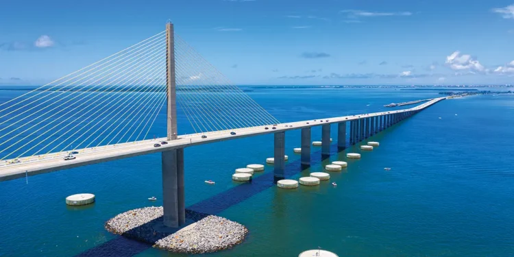 Sunshine Skyway Bridge over Tampa Bay in Florida