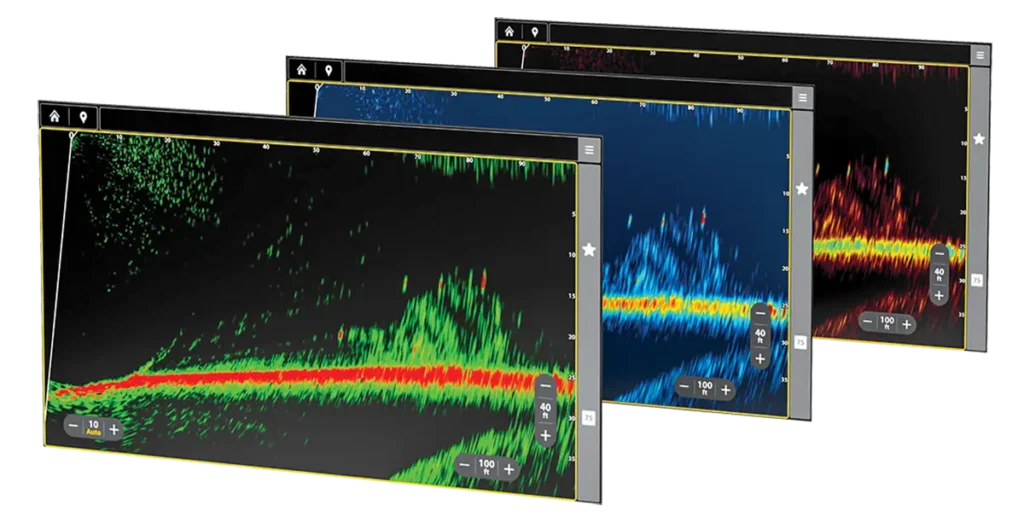 Humminbird Mega Live 2 fish finder in 3 views