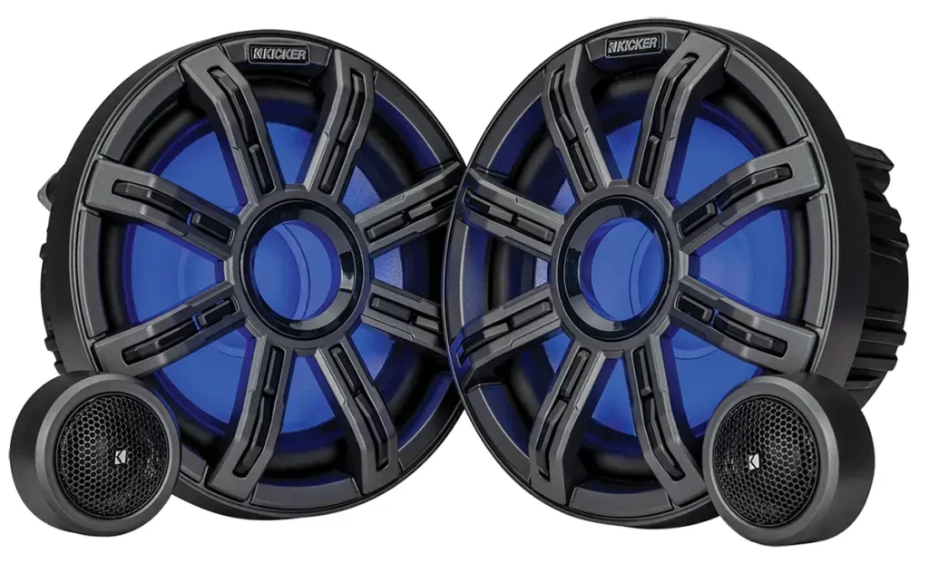 Kicker Marine Audio black M-series pair with LED grilles