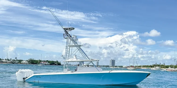 Sparks 46-foot center console on the water