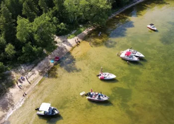 Boats in the bay at Wisconsin's Peninsula State Park