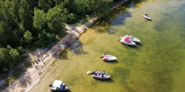 Boats in the bay at Wisconsin's Peninsula State Park