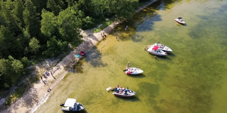 Boats in the bay at Wisconsin's Peninsula State Park