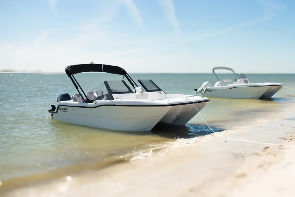Arrowcat 20DC parked on the shoreline