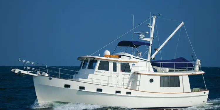 A Kadey-Krogen yacht cruising the Great Loop
