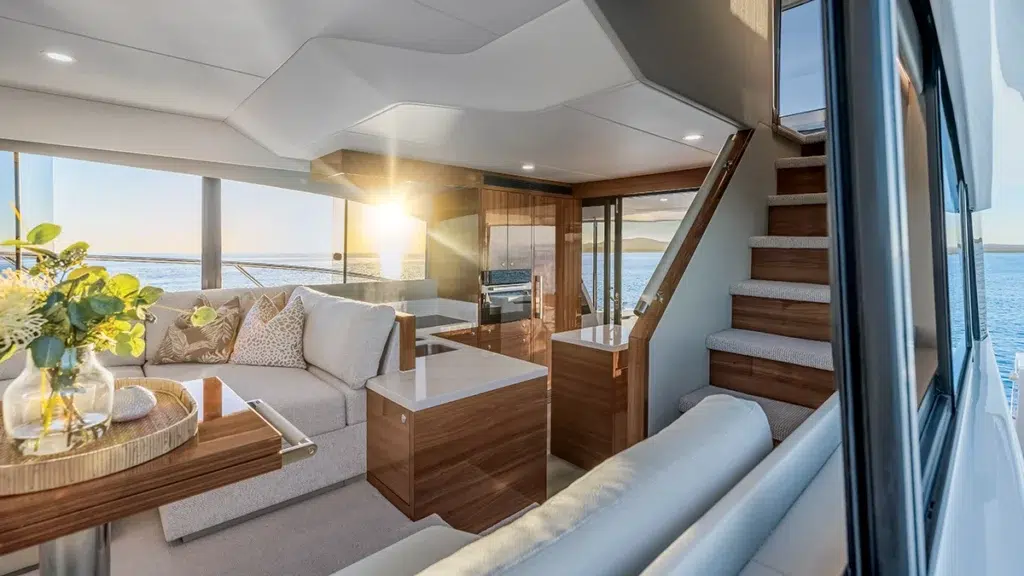 Maritimo M50 salon and galley interior