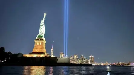 New York Harbor on the 25th anniversary of the September 11 attack