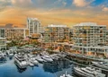 Superyachts docked at Pier Sixty-Six marina in Fort Lauderdale, Florida