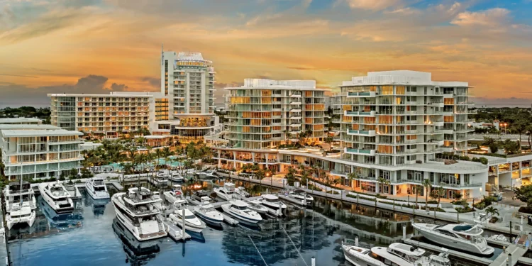 Superyachts docked at Pier Sixty-Six marina in Fort Lauderdale, Florida