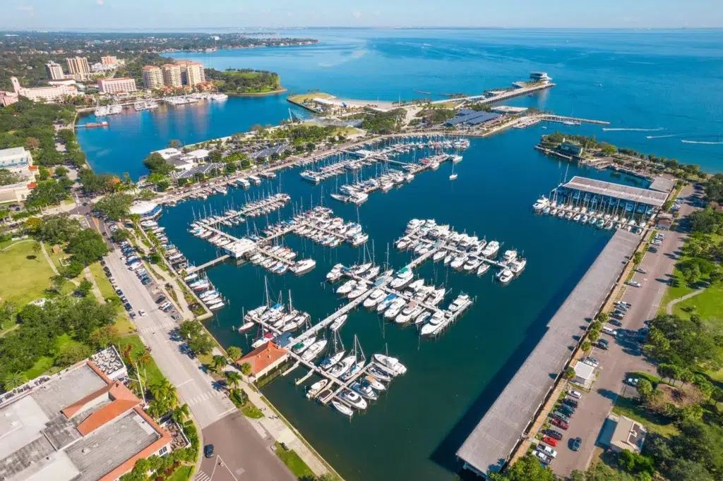 Aerial view of St. Pete Municipal Marina in St. Petersburg, Florida