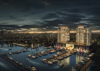 Aerial rendering of new Legacy Harbour Marina