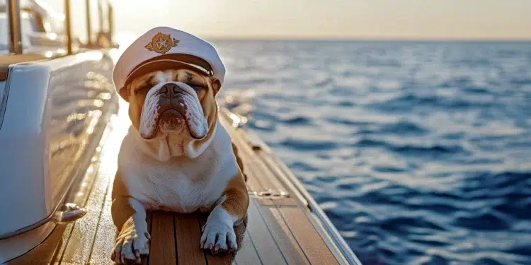 man's best friend wearing a captain's hat